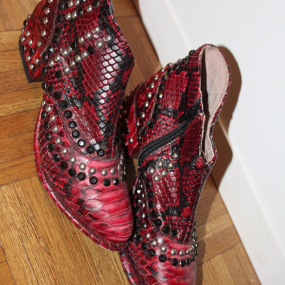 Free People Western Style Studded Ankle Boots